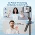 Promate TriPop-Ai Smart Tripod with 176cm Telescopic Rod, Auto-Pop Base, 360° AI Face Tracking, Gesture Control, Dual Mount Clamp & Magnetic, Bluetooth 5.4 Remote for iOS & Android - Black